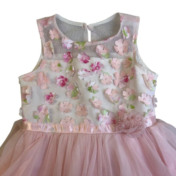 Jona Michelle Baby Girl Pink Floral Tulle Party Dress Sleeveless Sz 6 - Picture 4 of 8